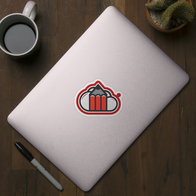 Pencil cloud sticker logo design. Education logo concept. Cloud education logo vector, cloud and pencil sticker design icon. by AlviStudio